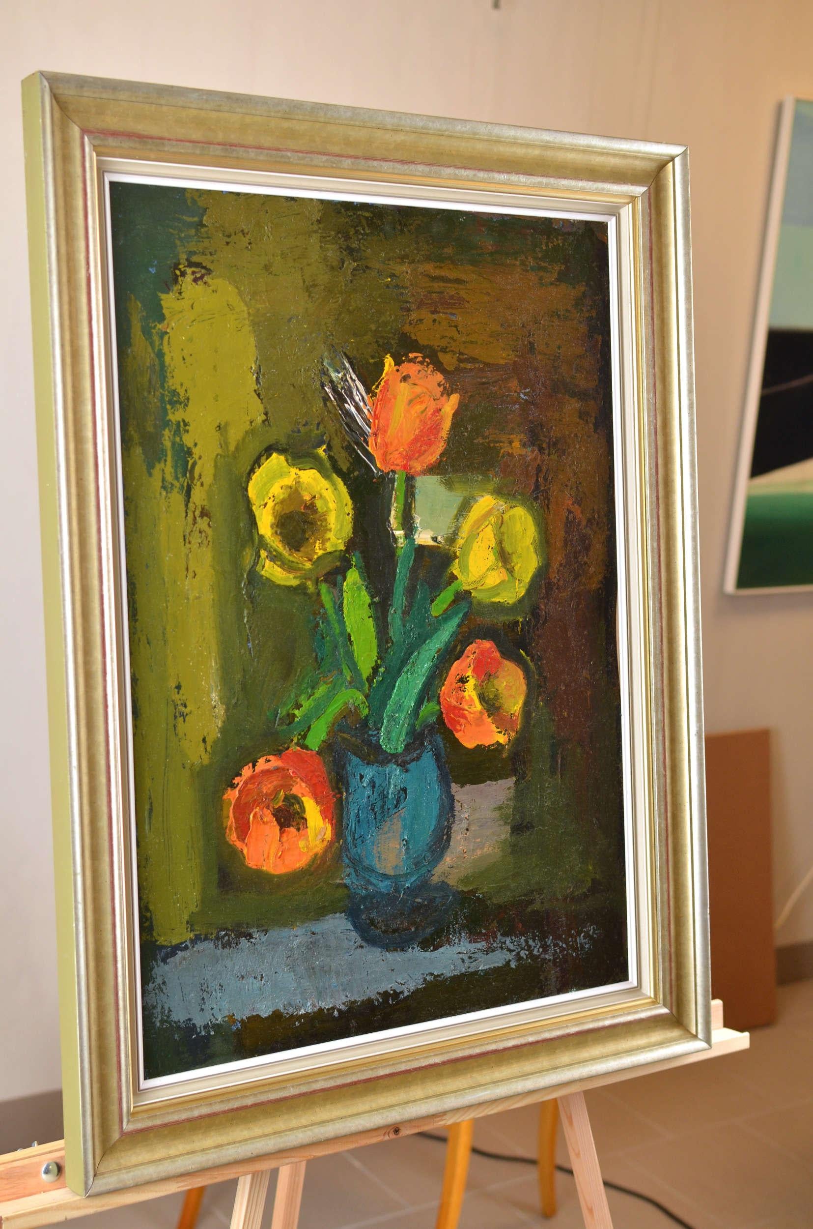 Stillleben mit Blumen  Karton/Öl, 70x49 cm im Angebot 2