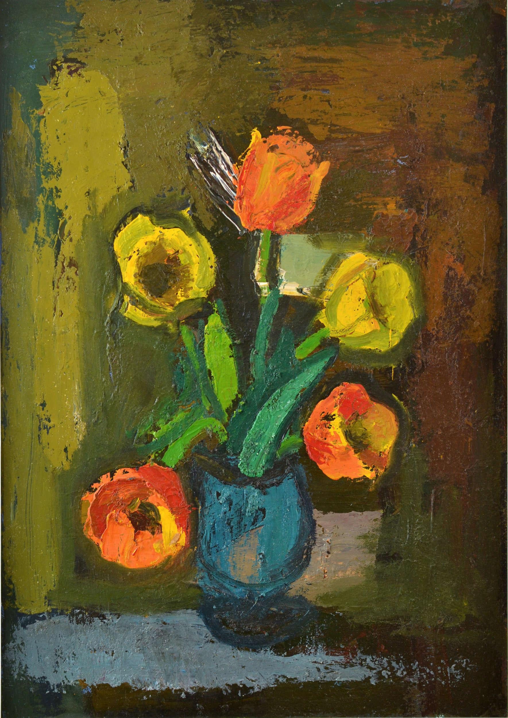 Stillleben mit Blumen  Karton/Öl, 70x49 cm