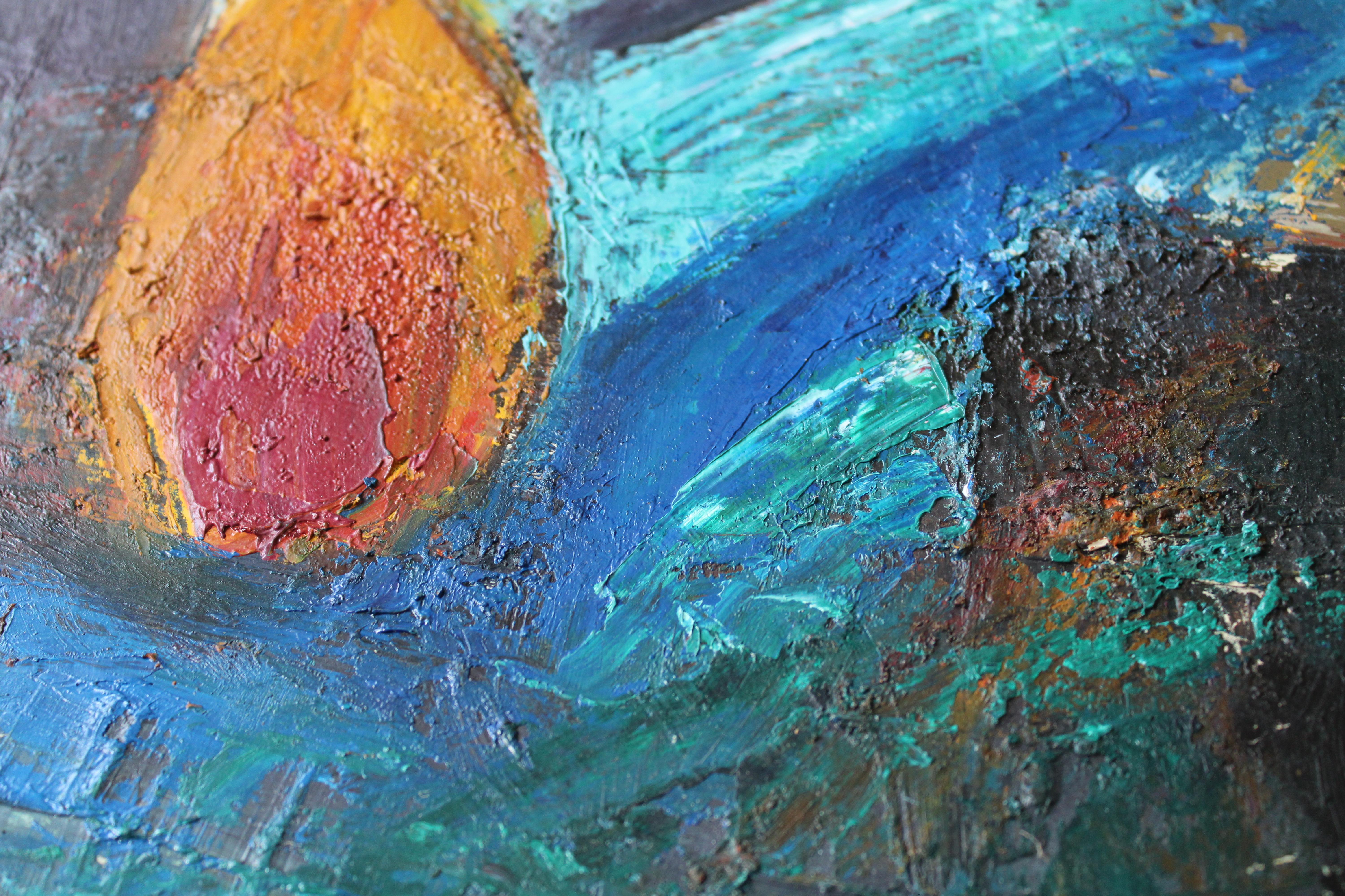 Nature morte aux poires. Huile sur carton, 50 x 60 cm - Abstrait Painting par Aleksandr Rodin (1922-2001)