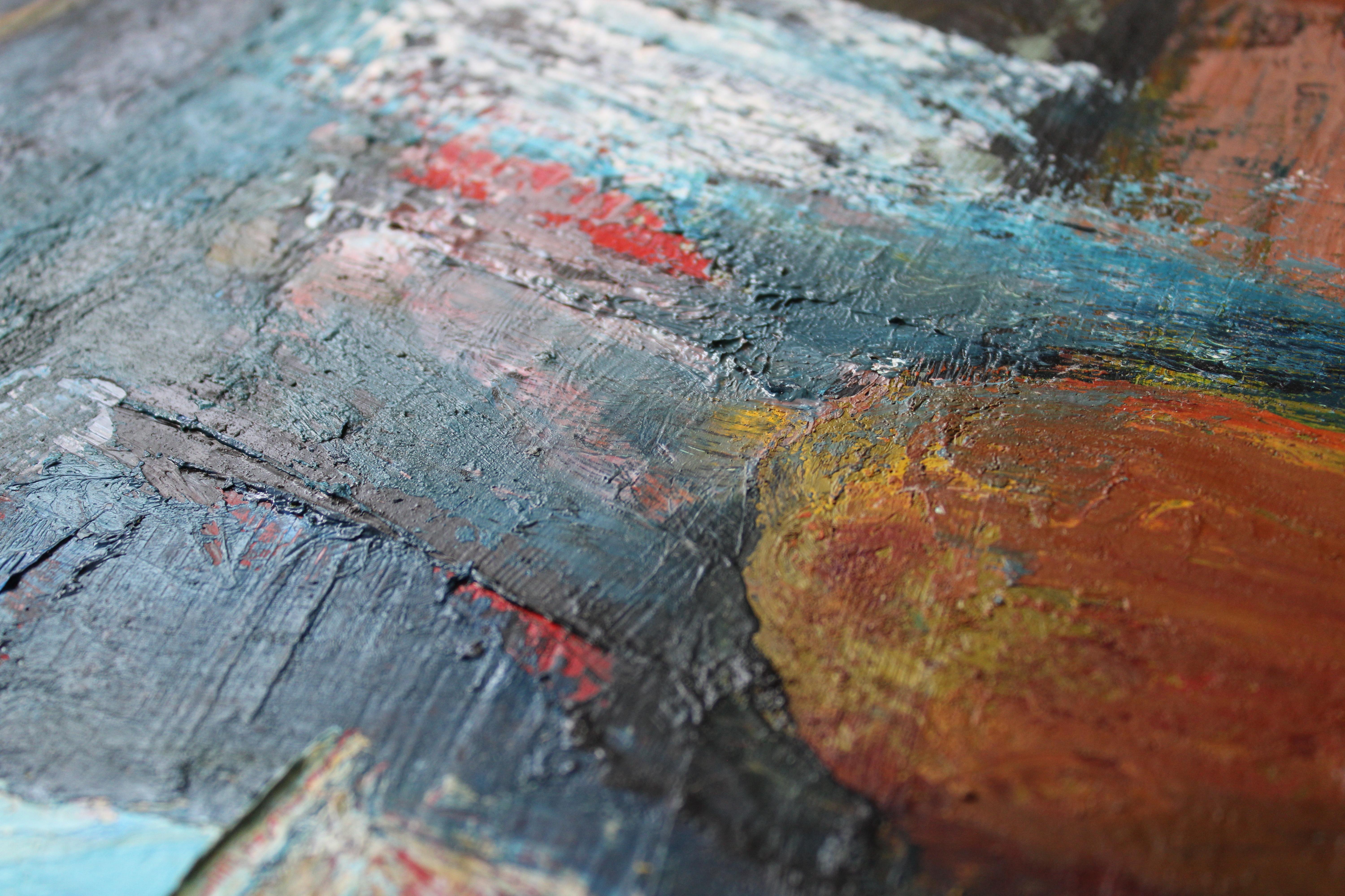 Nature morte aux poires. Huile sur carton, 50 x 60 cm - Noir Abstract Painting par Aleksandr Rodin (1922-2001)