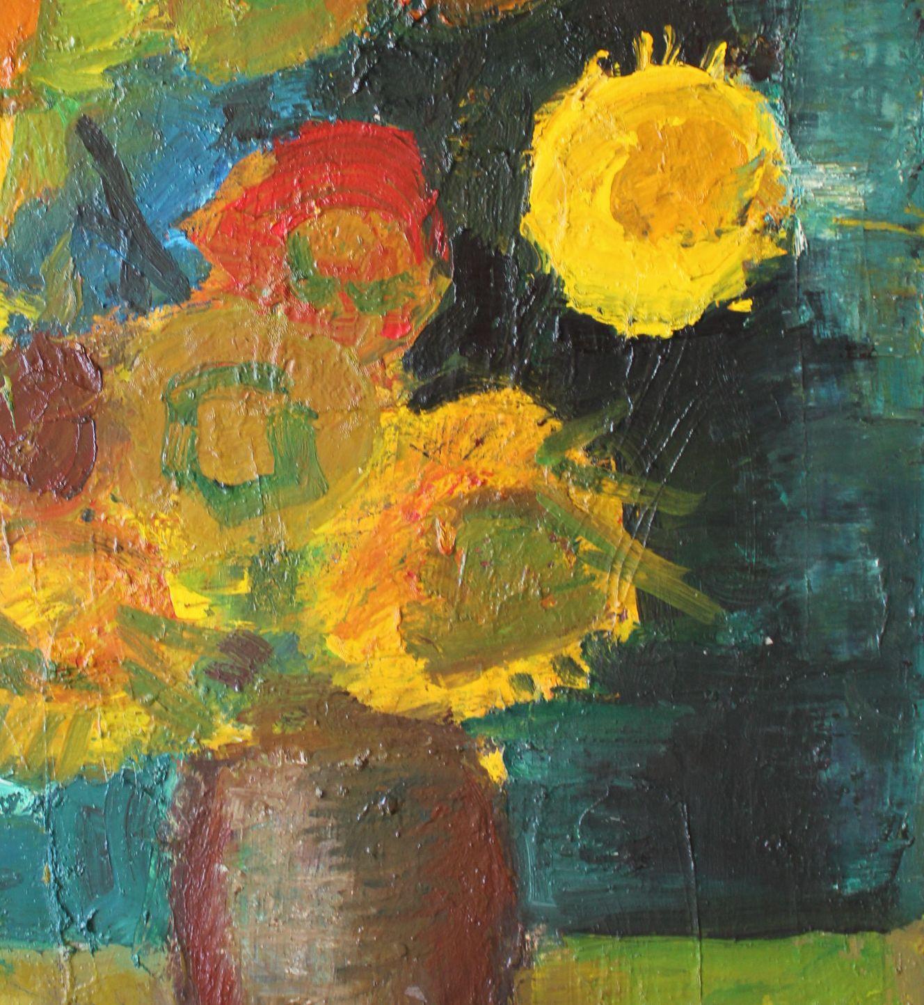 Girasoles. 1984, óleo sobre lienzo, 90x60 cm - Painting Expresionismo abstracto de Aleksandr Rodin (1922-2001)