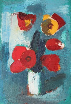 Tulips dans un vase n° 3  Huile sur carton, 45 x 31 cm