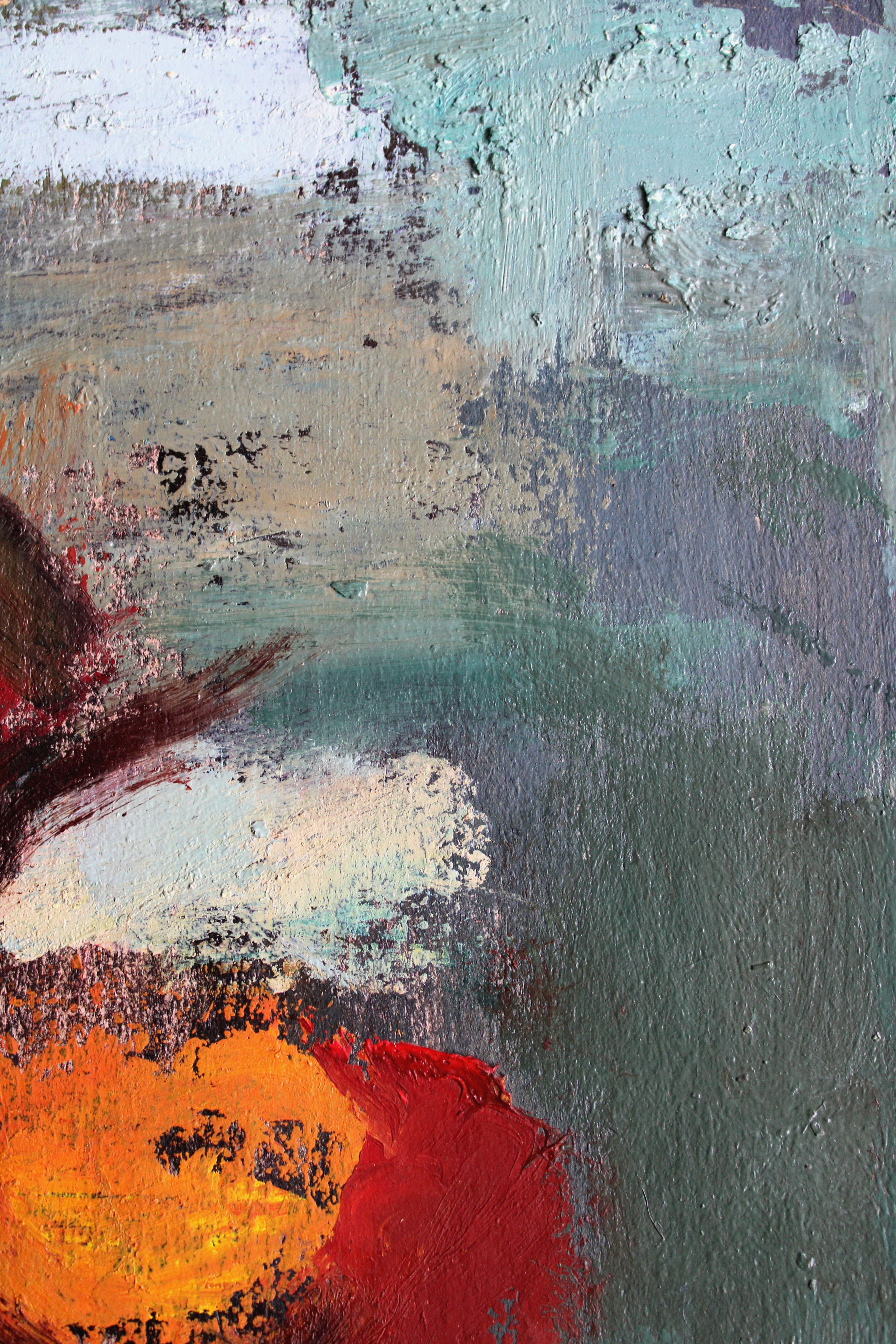 Tulipanes en un jarrón #4  Óleo sobre cartón, 48 x 39 cm en venta 1