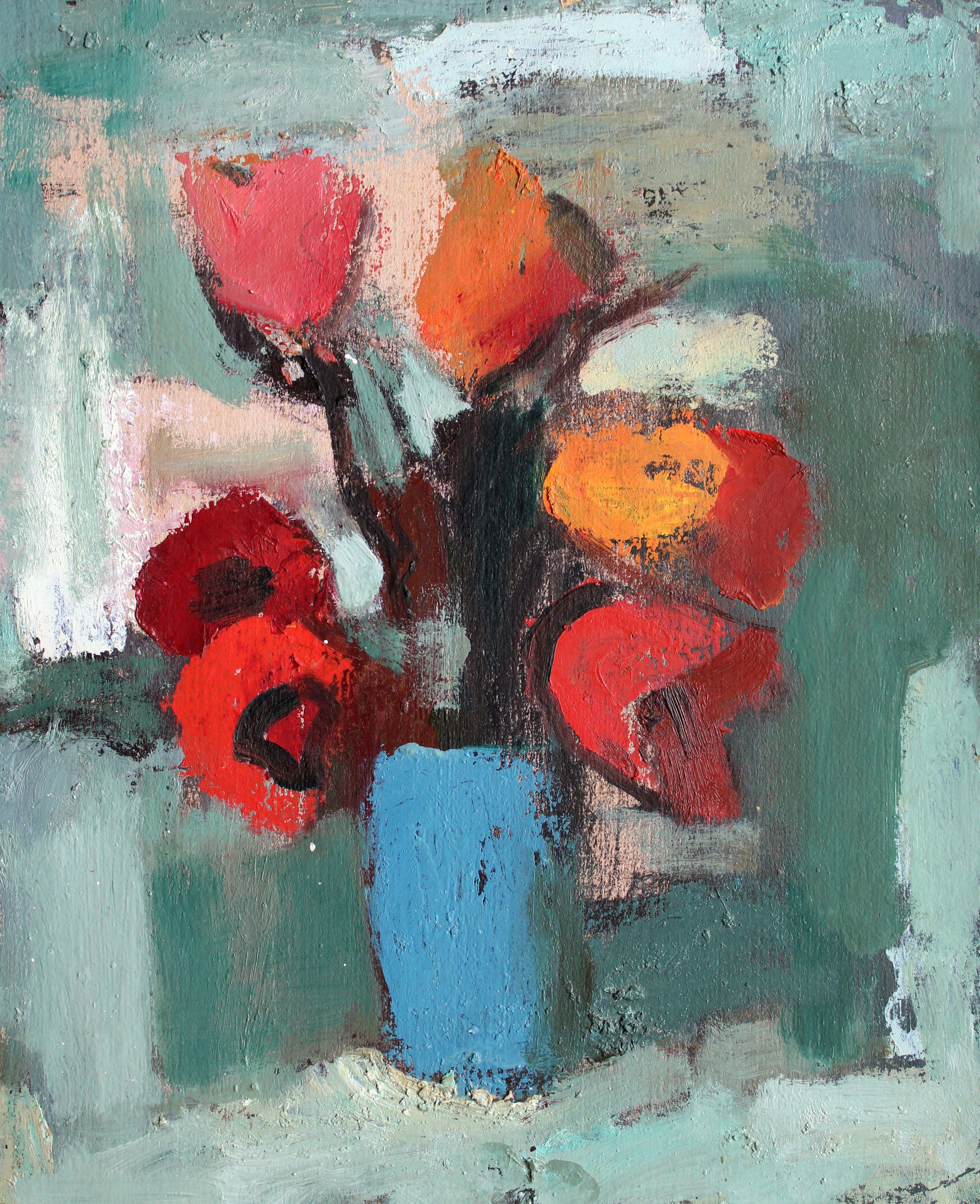 Tulips dans un vase n°4  Huile sur carton, 48 x 39 cm