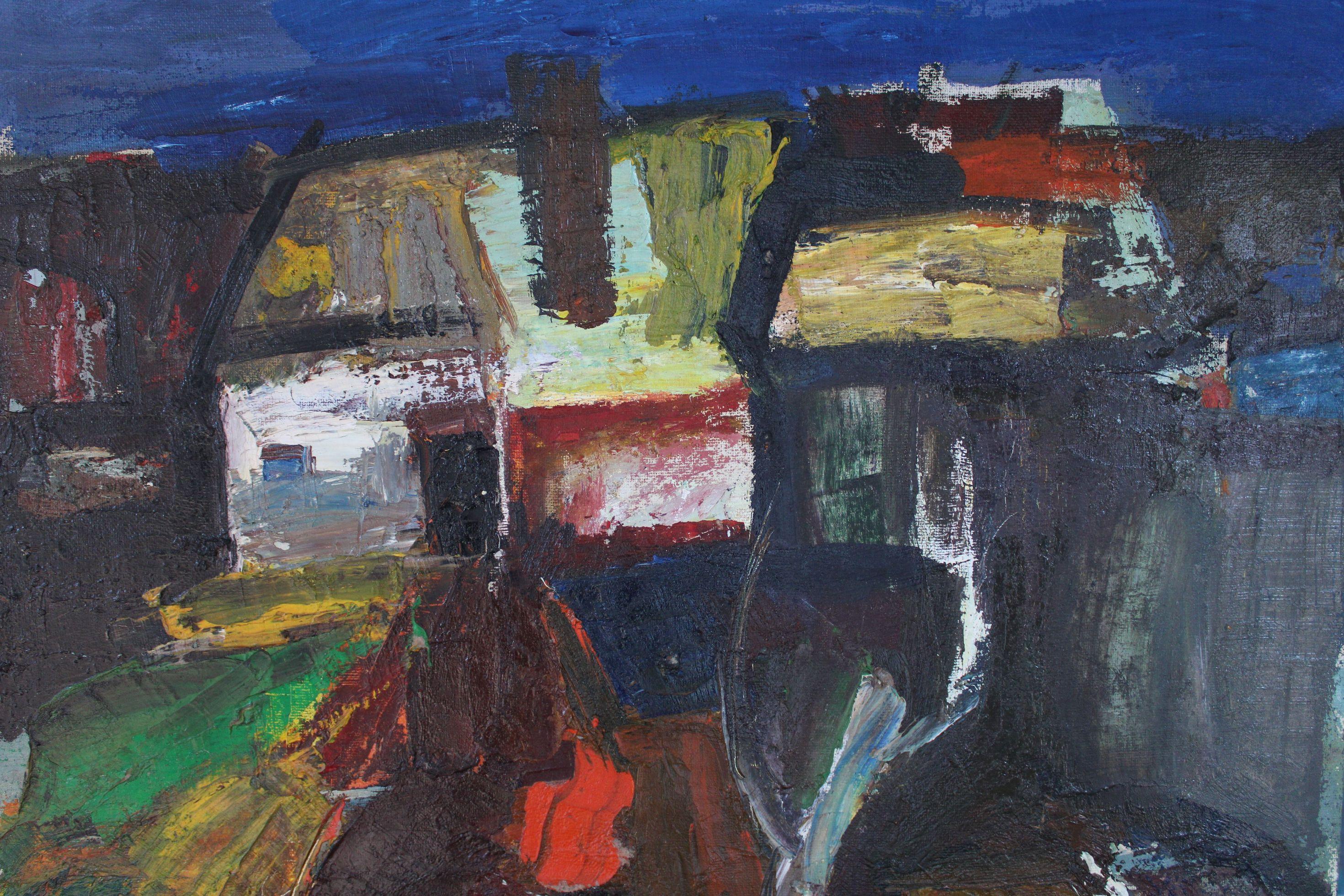 Dorf. Öl auf Tafel, 74 x 85 cm, Öl – Painting von Aleksandr Rodin (1922-2001)