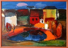 City landscape. Talsi. Cardboard, oil, 52.5x74 cm
