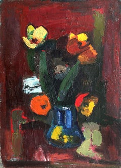 Blumen. Segeltuch, Karton, Öl, 69x50 cm