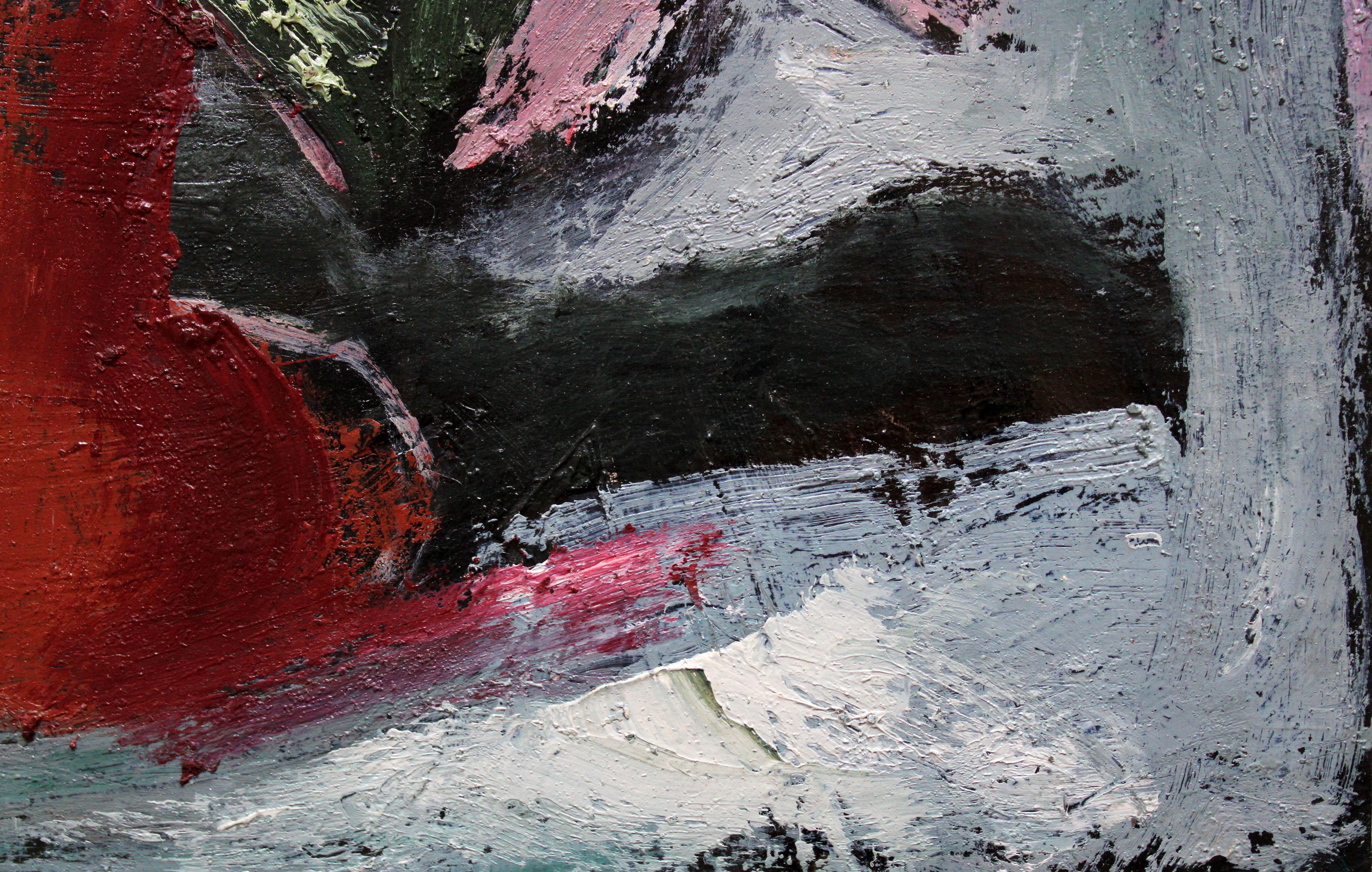 Flowers. Oil on cardboard, 40x50 cm - Expressionist Painting by Aleksandr Rodin
