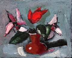Fleurs. Huile sur carton, 40x50 cm