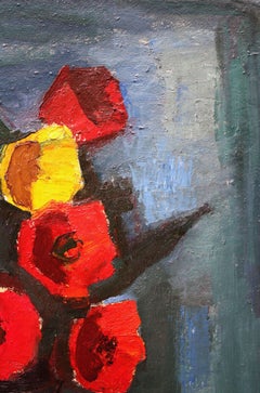 Flowers. Oil on cardboard, 71.5x56 cm