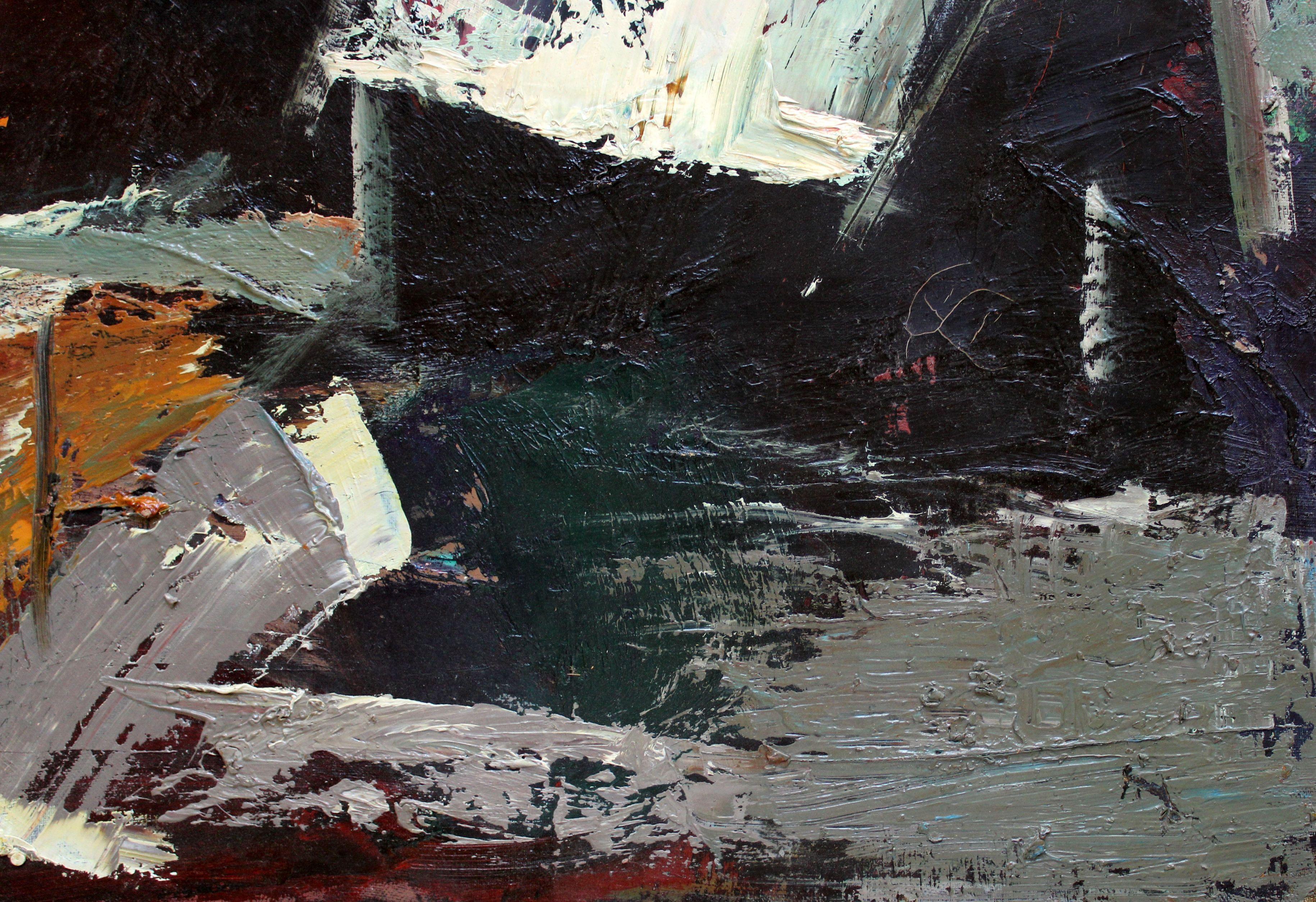 Tejados nevados. Óleo sobre lienzo, 54 x 73, 5 cm - Painting Expresionista de Aleksandr Rodin