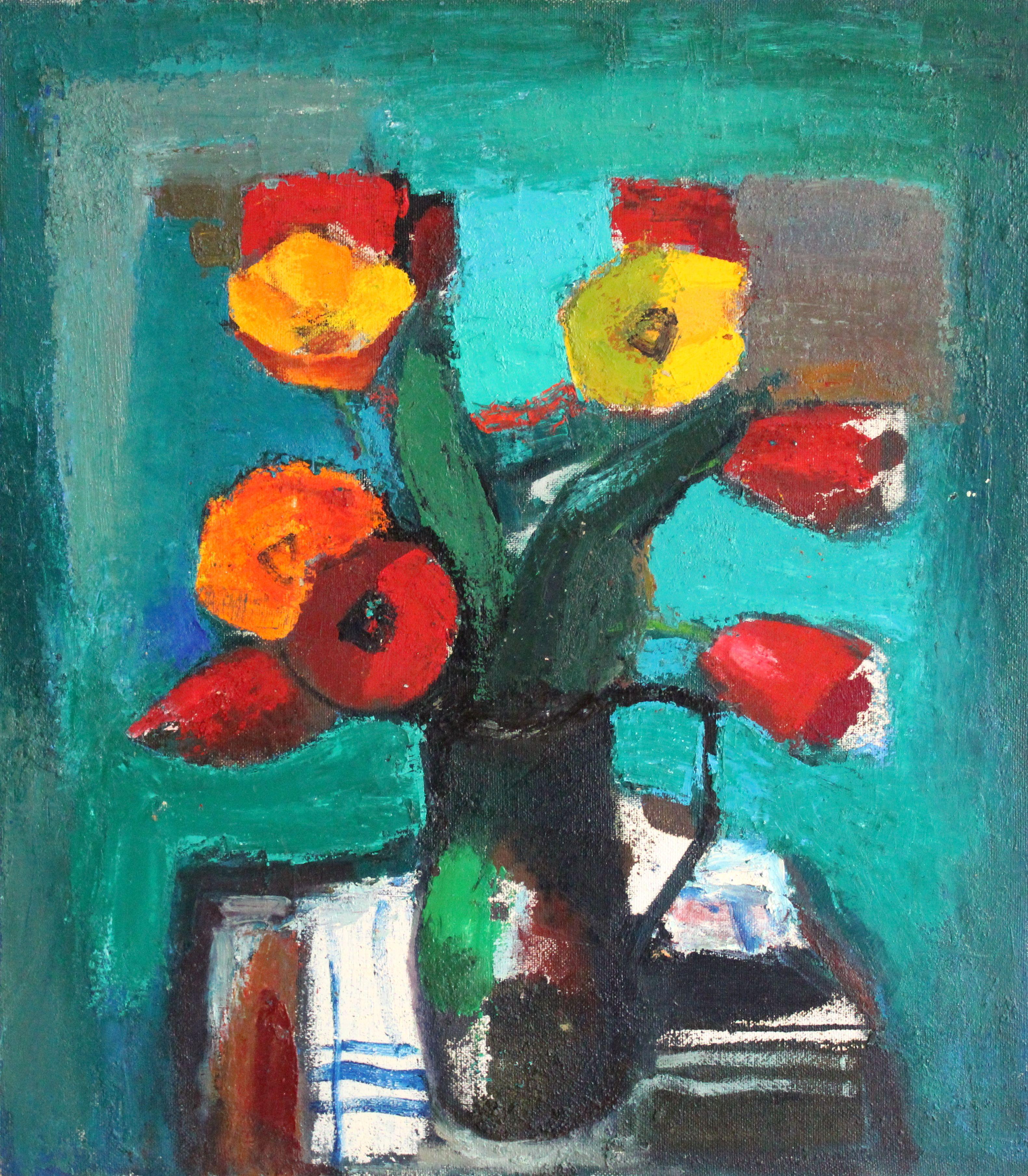 Still-Life Painting Aleksandr Rodin - Bouquet de printemps. Huile sur carton, 85 x 74, 5 cm