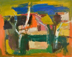 Village. Oil on cardboard, 79. 5 x 100. 5 cm