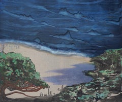 Cèdre -  Peinture à l'huile contemporaine sur la nature, paysage, vue sur la mer, vue sur la baie