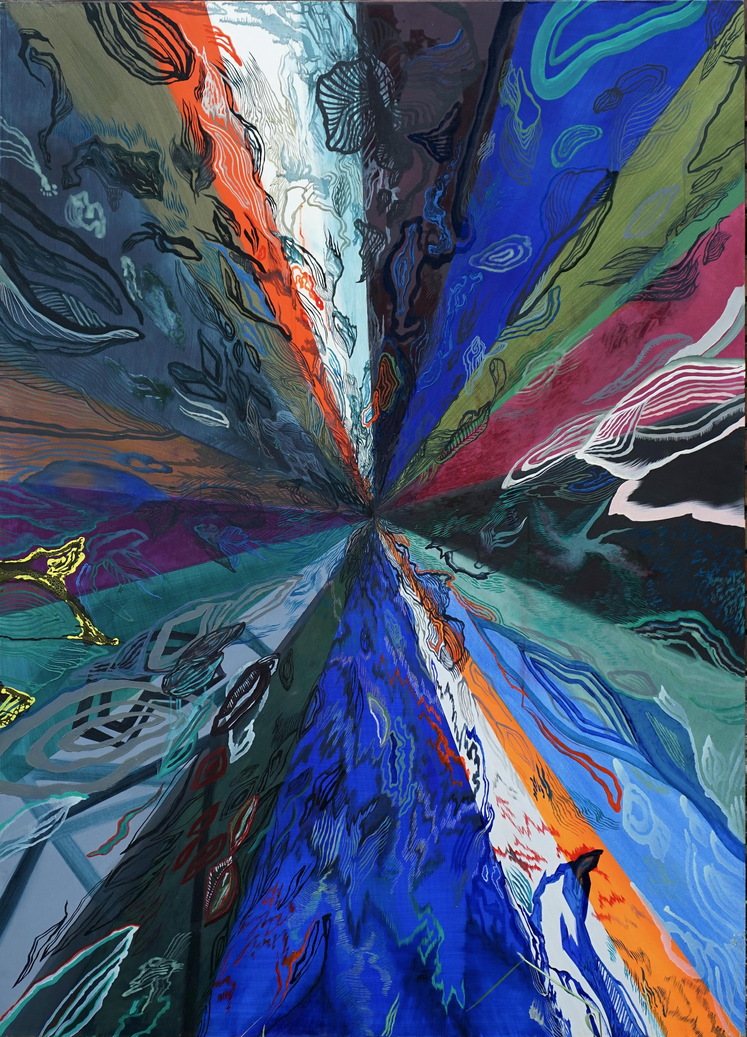 Densité de  A Space - Grand format, peinture à l'huile contemporaine joyeuse et abstraite
