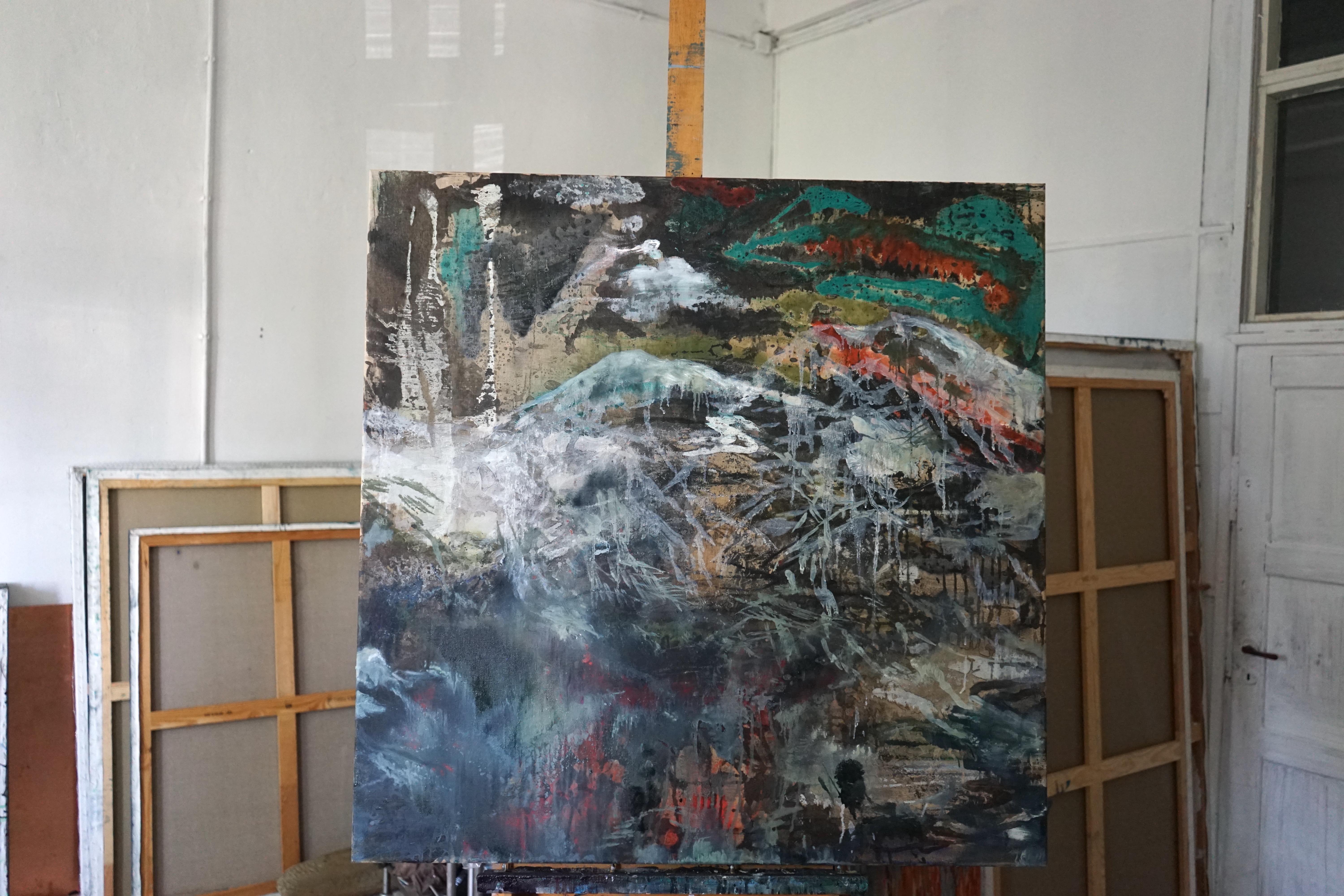 Devoniano Devon  - Contemporaneo  Paesaggio Pittura astratta - Landscape Painting Nero di Aleksandra Batura