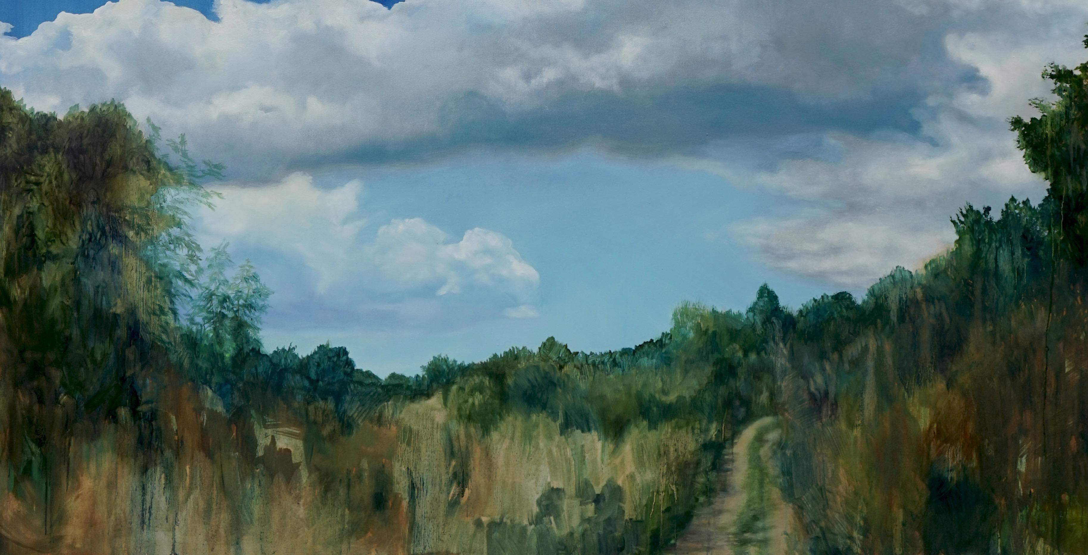Ende des Sommers - Großformatiges zeitgenössisches Nature-Ölgemälde, Landschaft, Himmel – Painting von Aleksandra Batura