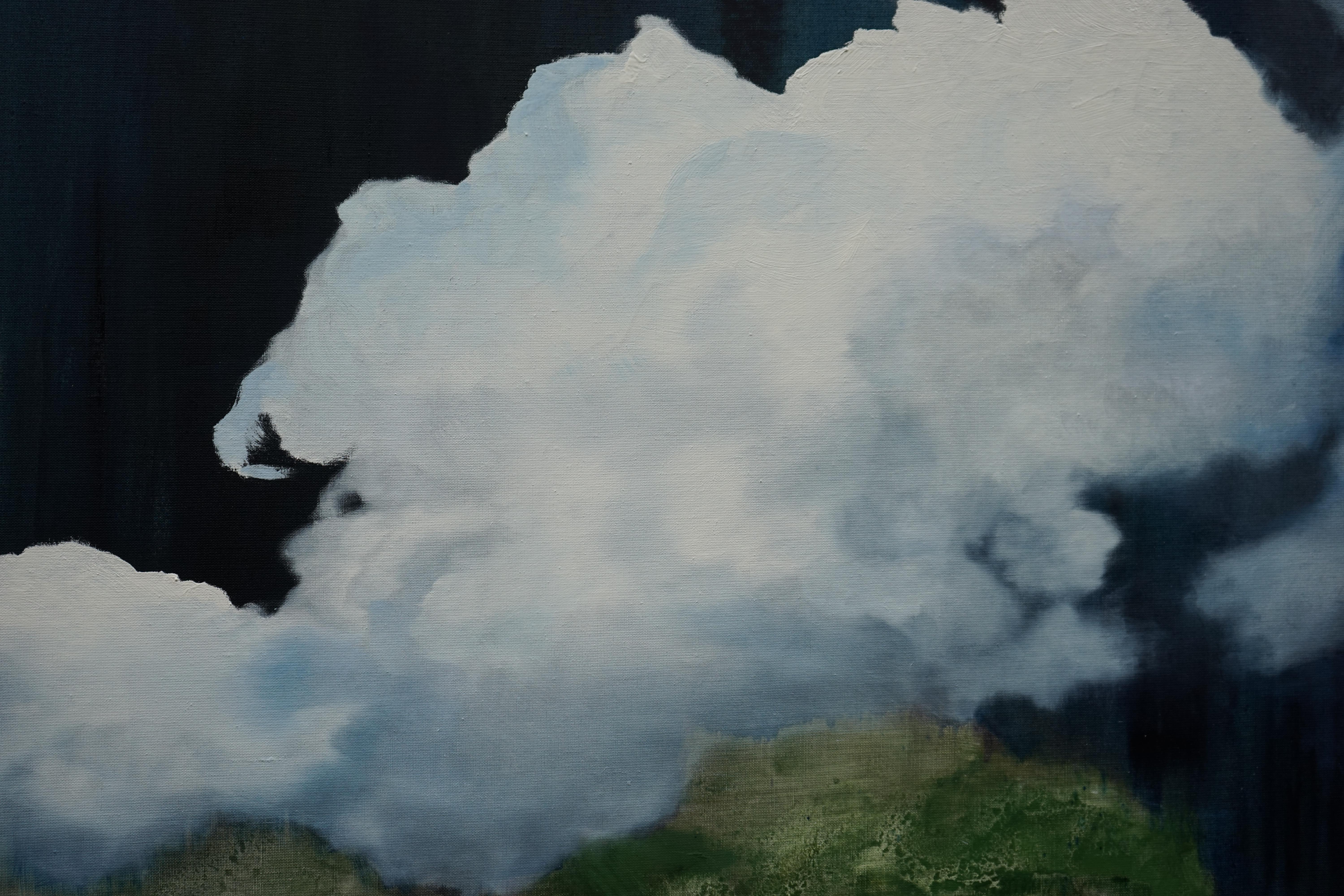 Escape - Large Format Contemporary Nature Oil Painting, Landscape, Mountains - Black Landscape Painting by Aleksandra Batura
