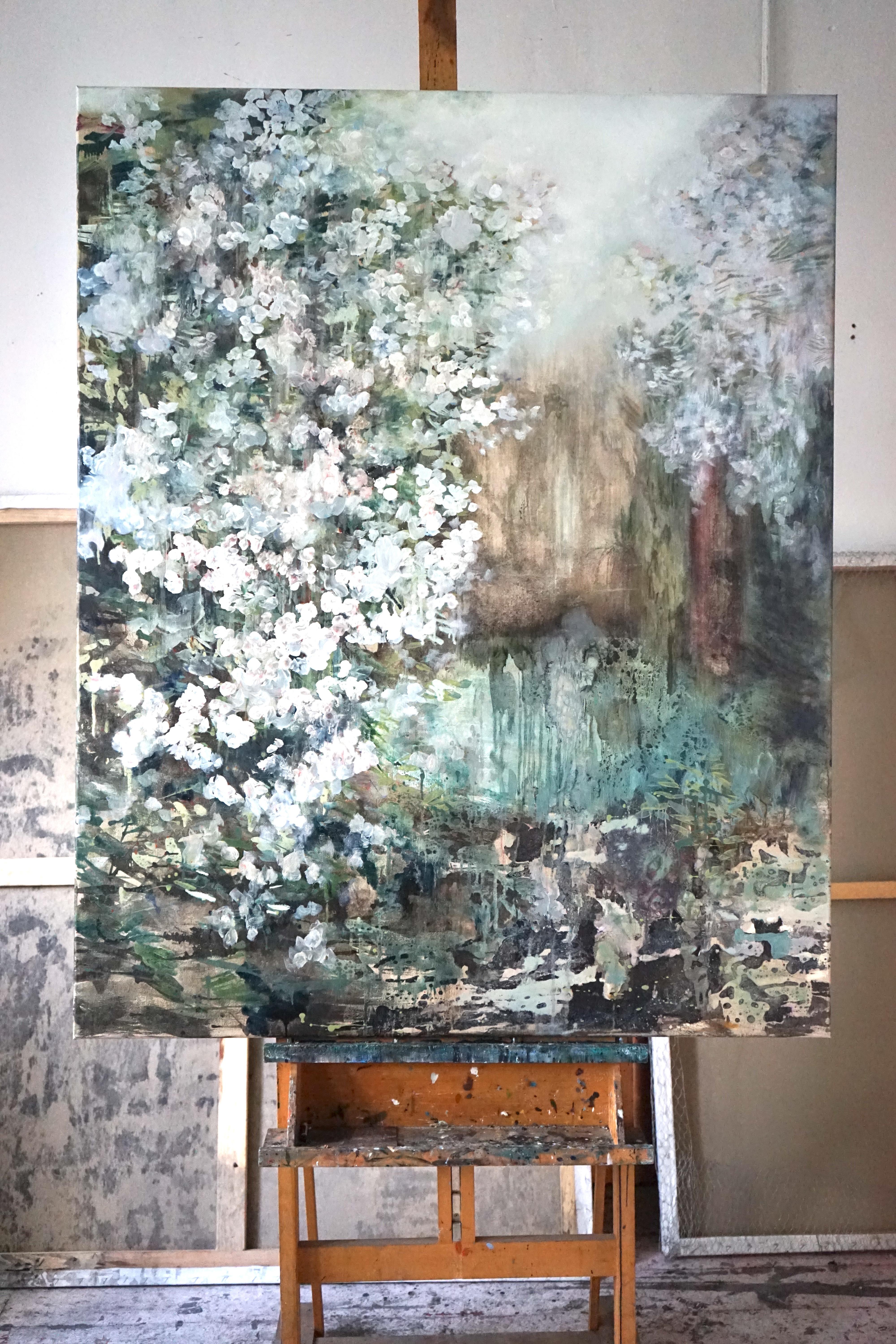 FLOWERING - Large Format, Expressive Contemporary Nature, Flowers Oil Painting For Sale 3