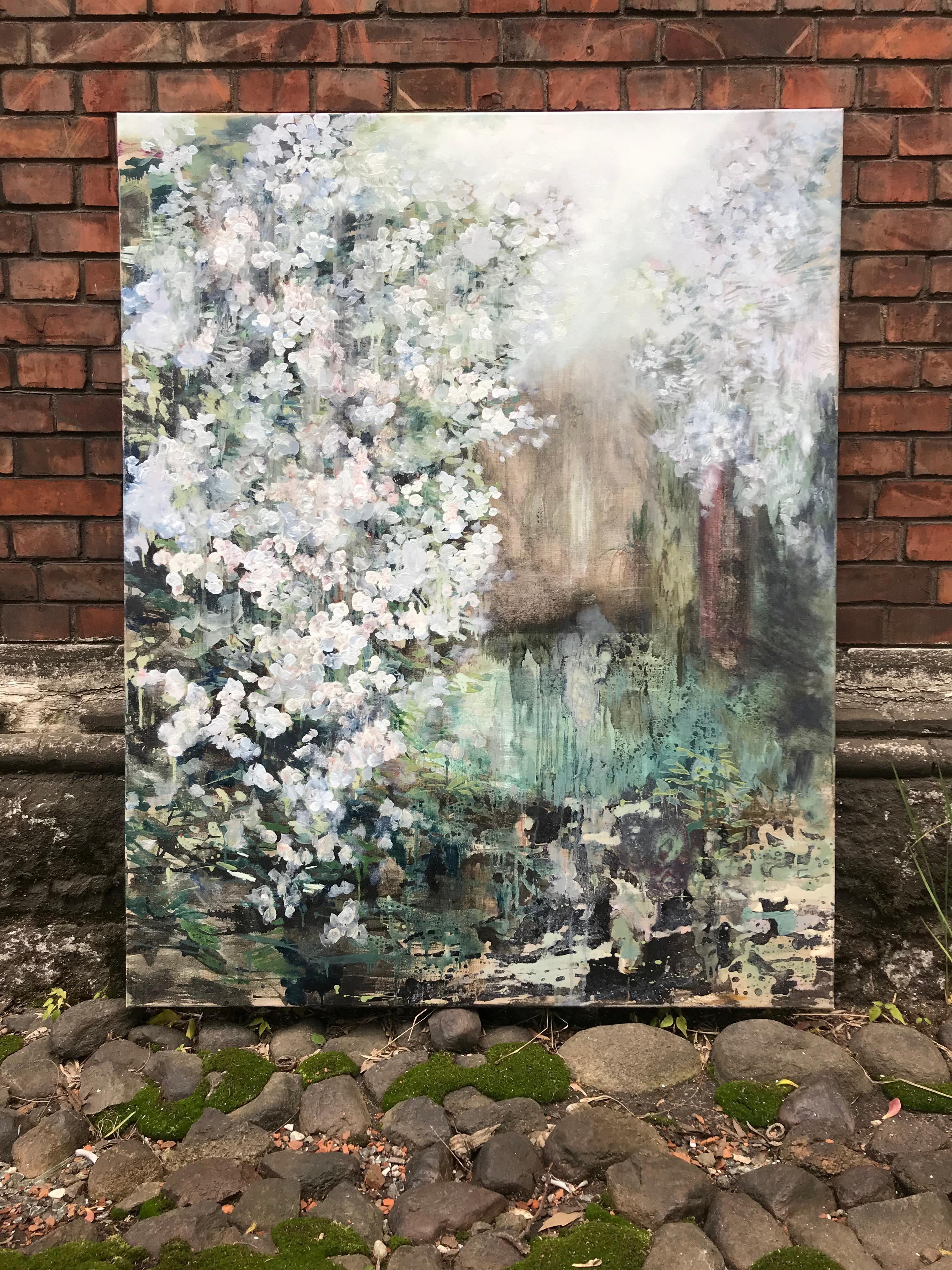 FLOWERING - Large Format, Expressive Contemporary Nature, Flowers Oil Painting For Sale 4