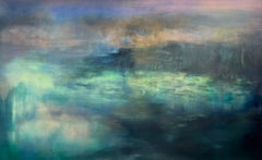 Día caluroso quedándose dormido - Gran formato, pintura abstracta contemporánea de paisaje