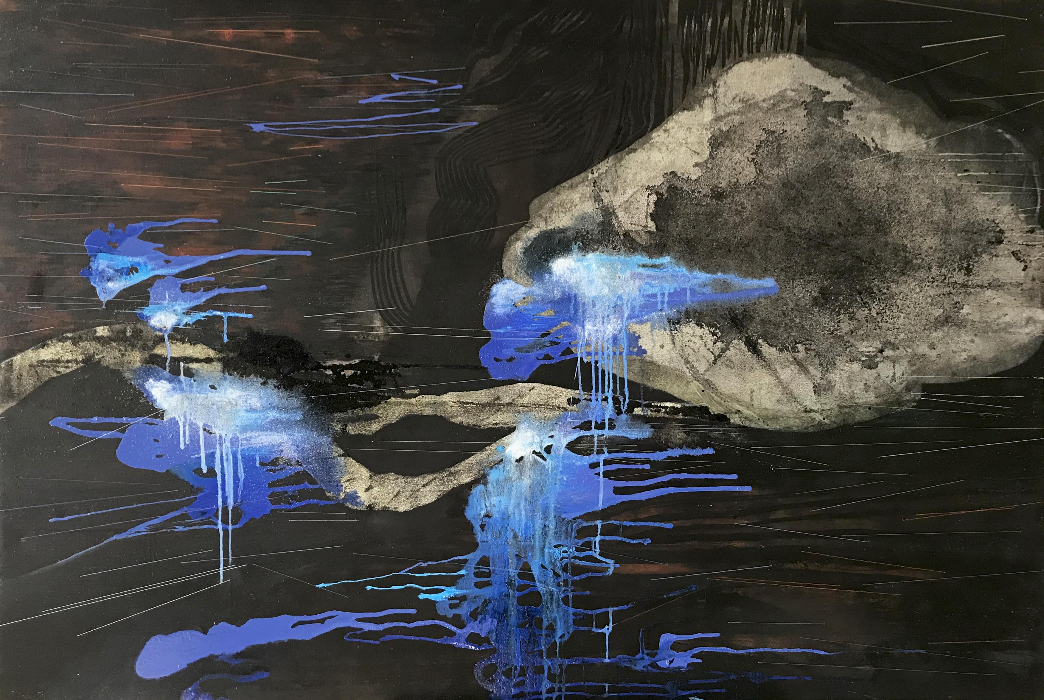 Aleksandra Batura Landscape Painting – Quelle - Contemporary Nature, Landschaft Abstraktes Ölgemälde