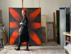 The Sun - Large Format Contemporary Nature, Flower Painting - Framed