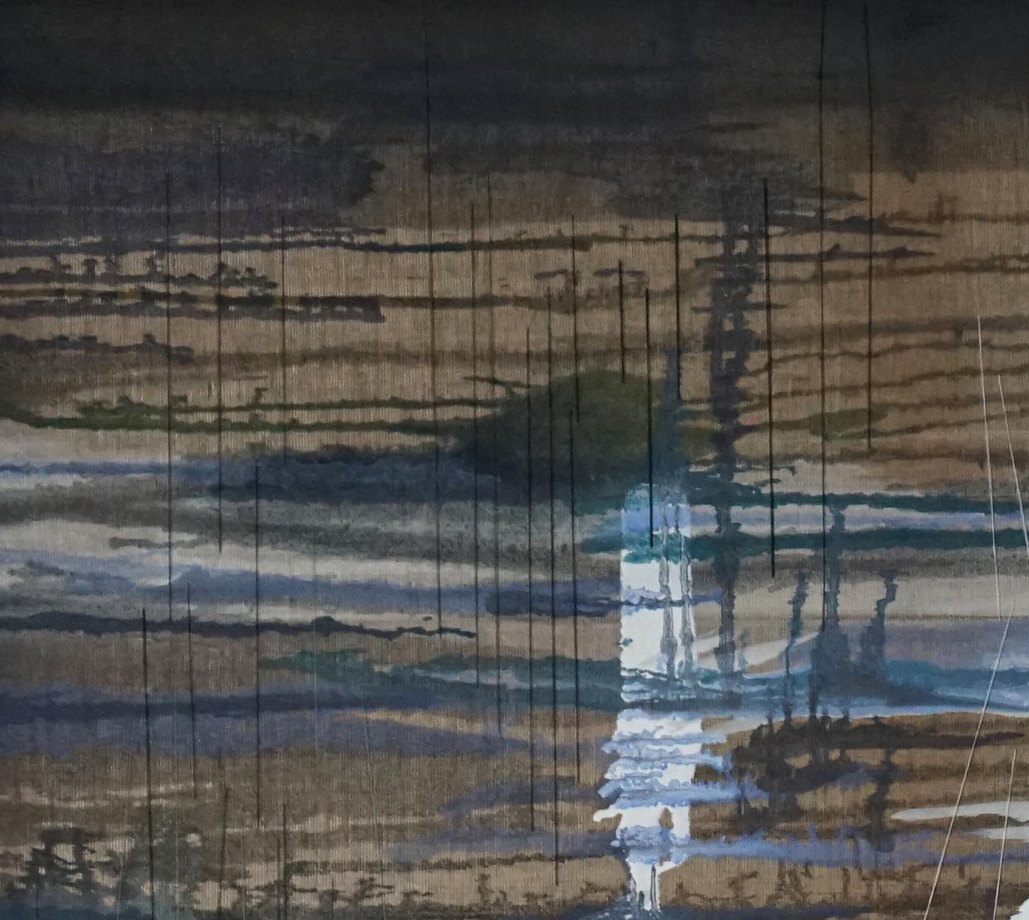 Le vent  -  Peinture à l'huile contemporaine sur la nature, plantes abstraites et eau - Contemporain Painting par Aleksandra Batura