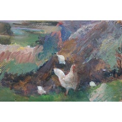 Dietro il fienile. 1950s. Olio su cartone. 42,5x49,5 cm