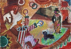 Clowning. 1971. paper, watercolor, pastel, 28x38.5 cm