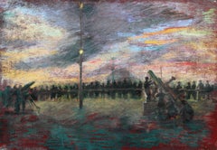 La nuit avant la bataille  1940s. Papier, pastel. 27.3x38.4 cm