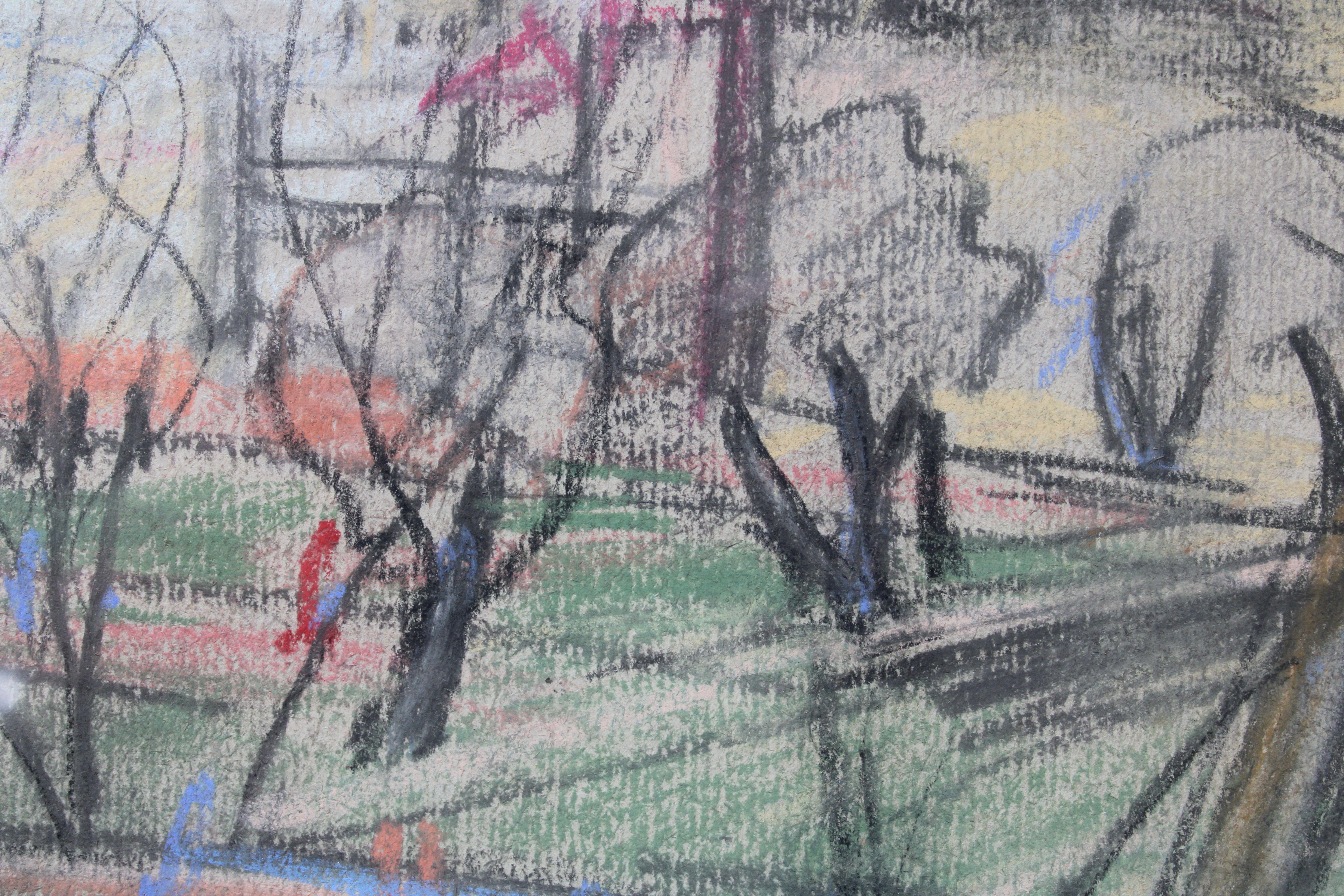 Outlook of the city  1960. paper, pastel. 29x40 cm For Sale 2
