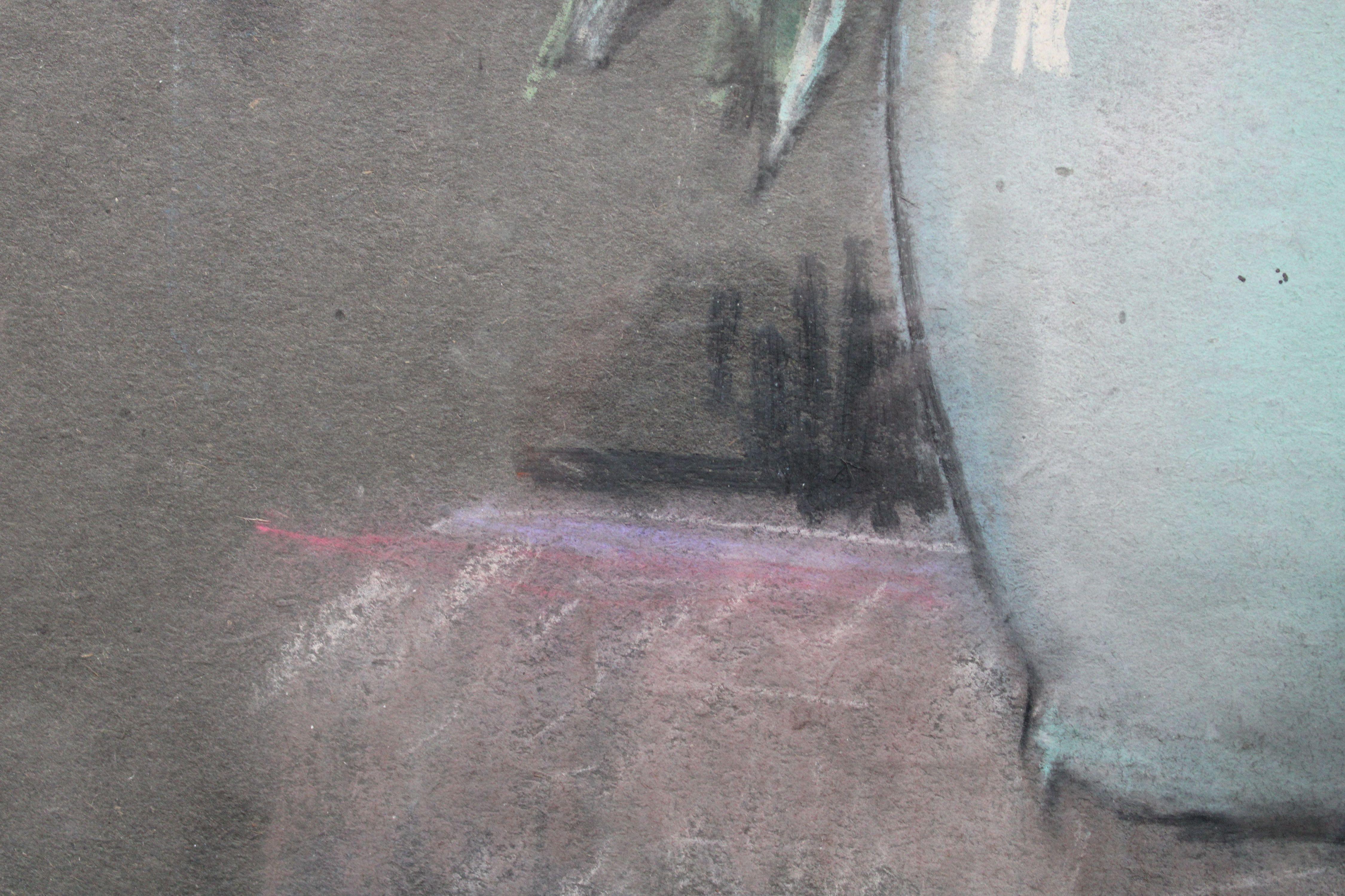 White lilac  1960s.Pastel on paper. 59x49.5 cm - Impressionist Painting by Aleksandra Belcova