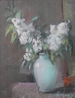 Lilas blanc  Pastel sur papier des années 1960. 59x49,5 cm