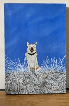 Irony - Contemporary Figurative Animal Oil Painting, Dog Portrait