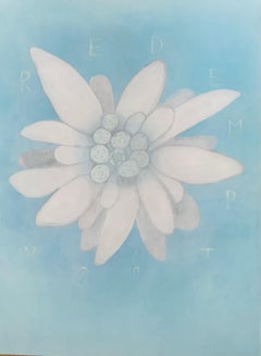 LIKE EDELWEISS - Contemporary Flower Oil Painting, Soft Pastel Colors