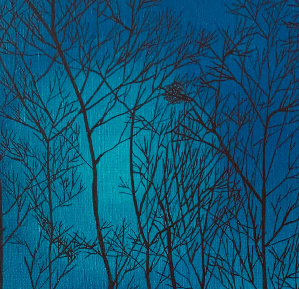 MISTLETOE - Pintura al óleo figurativa contemporánea sobre la naturaleza, realismo mágico - Painting de Aleksandra Bujnowska