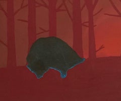 Morning Hour ( Sleeping Bear) - Figurative Animals Oil Painting, Magical Realism