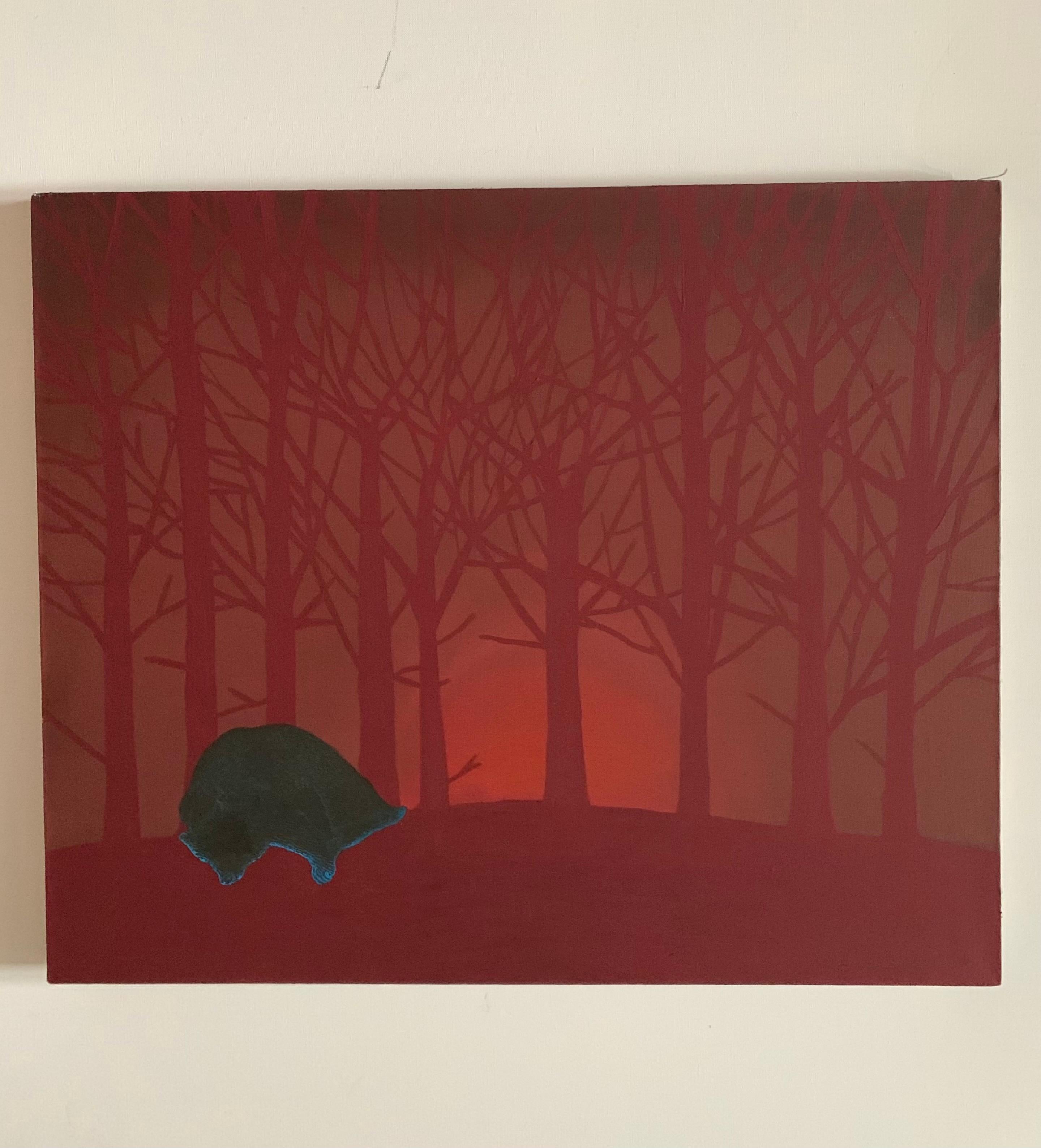 Morning Hour (ours endormi) - Peinture à l'huile - Animaux figuratifs, réalisme magique - Contemporain Painting par Aleksandra Bujnowska
