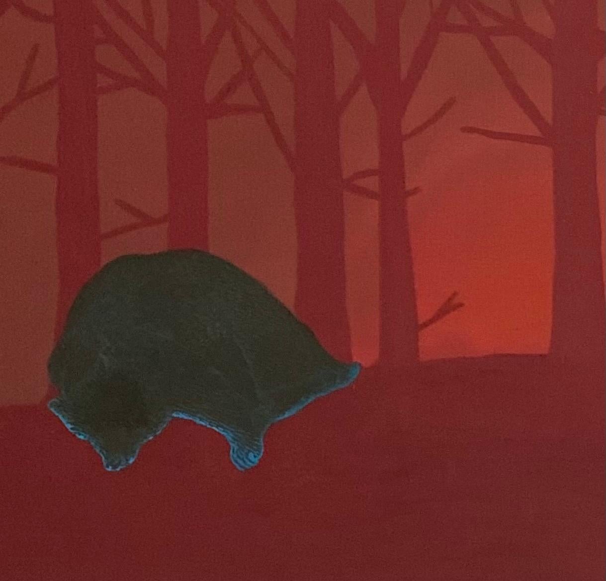 Morning Hour (ours endormi) - Peinture à l'huile - Animaux figuratifs, réalisme magique en vente 1