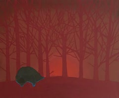 Morning Hour (ours endormi) - Peinture à l'huile - Animaux figuratifs, réalisme magique