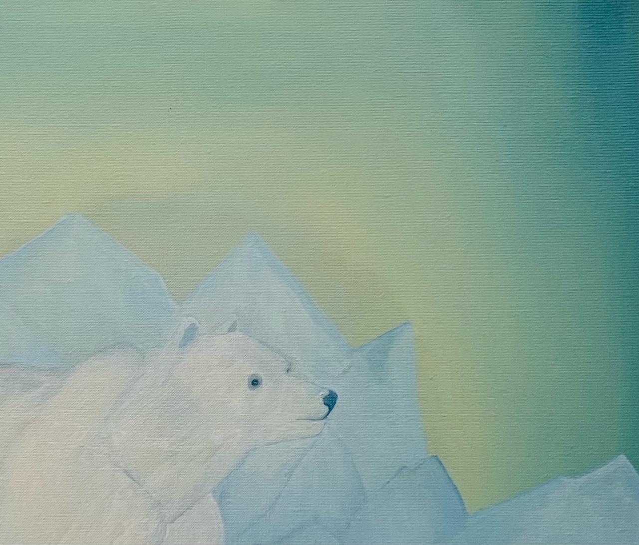 One Polar Bear -  Figurative Animal Oil Painting, Magical Realism For Sale 1