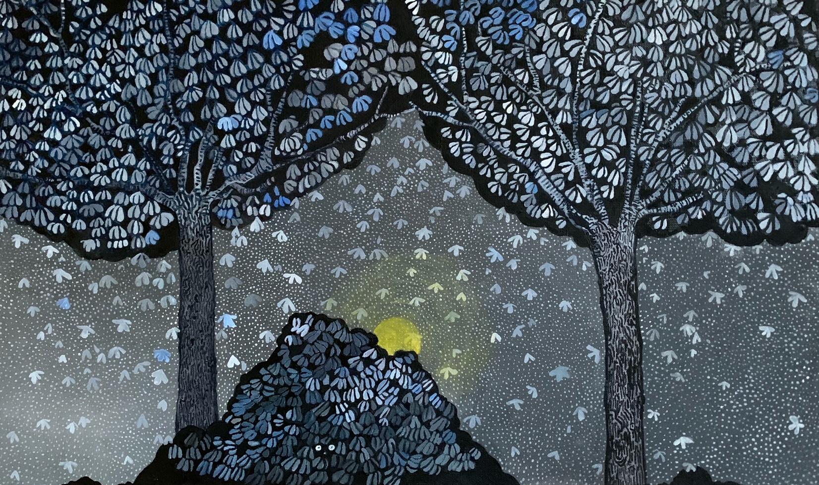 Landscape Painting Aleksandra Bujnowska - Sunrise Over Hedgehoge's House - Peinture à l'huile contemporaine - Animaux de la nature