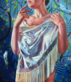 Coucou II - Jeune art polonais, réalisme, peinture à l'huile photoréaliste, femme