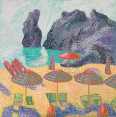 Beach, 100x100cm, acrylic on canvas, pastel