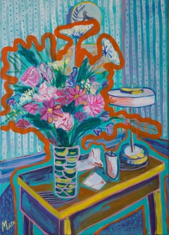 Flowers on the table, 70x50cm. paper/ pastel/ gouache