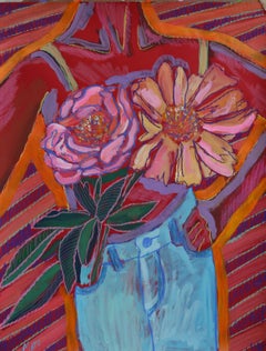 Girl with flowers , 65x50cm, paper/ pastel/ gouache