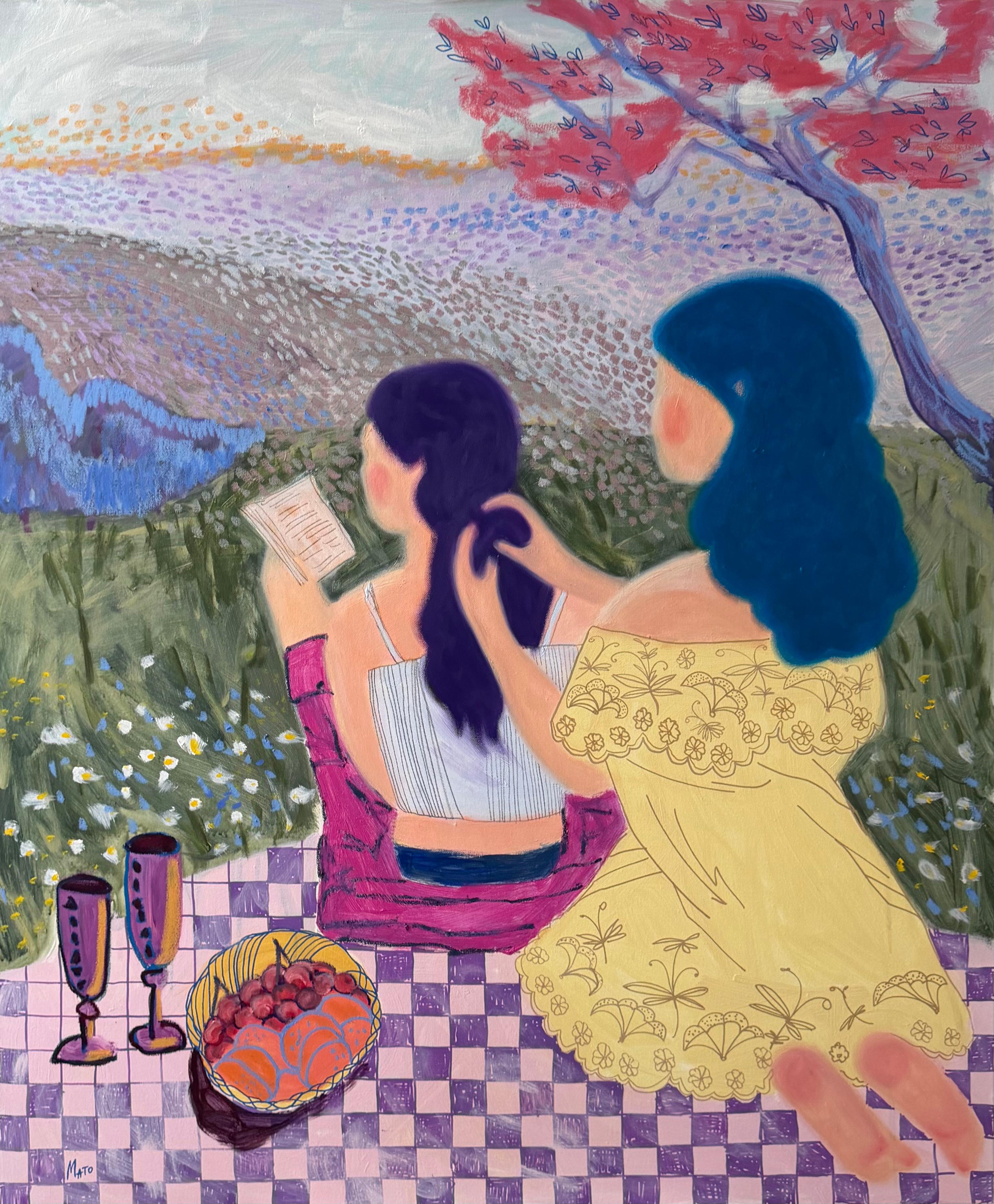 Girlfriends , 120x100cm, acrylic on canvas - Painting by Aleksandra Mato
