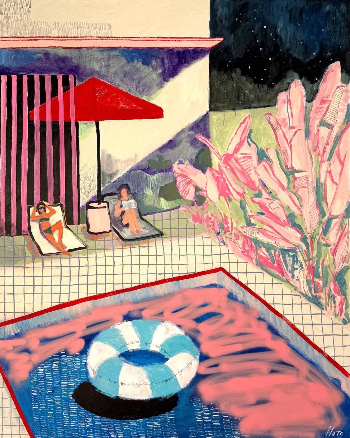 Girls relax, 150x120cm, acrylic on canvas - Painting by Aleksandra Mato