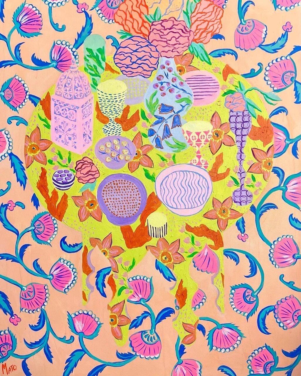 Motivos indios,  90x70cm, acrílico sobre lienzo - Painting de Aleksandra Mato